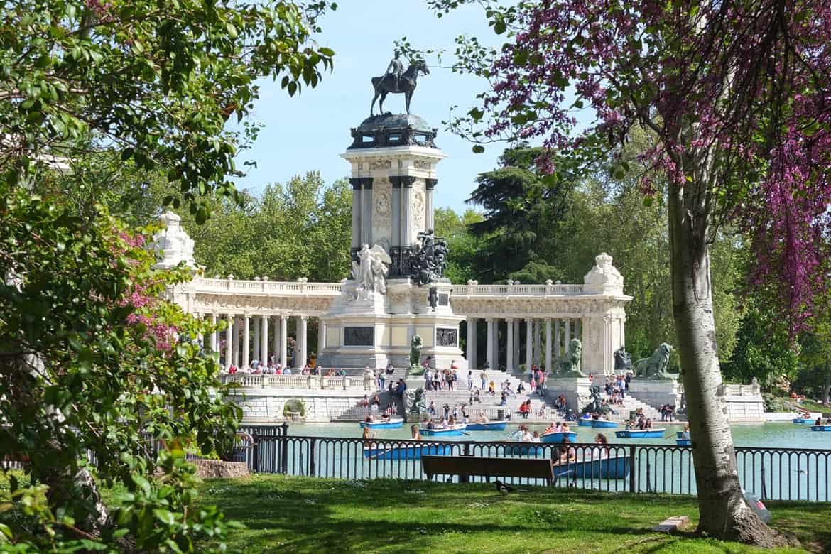 The Monument to Alfonso XII in Buen Retiro park in Madrid,