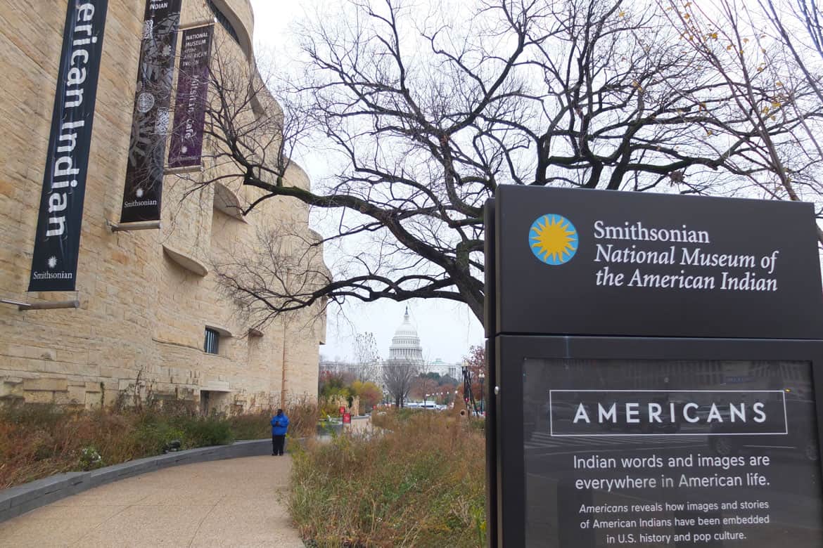 The entry to the Smithsonian National Museum of the American Indian in Washington D.C.