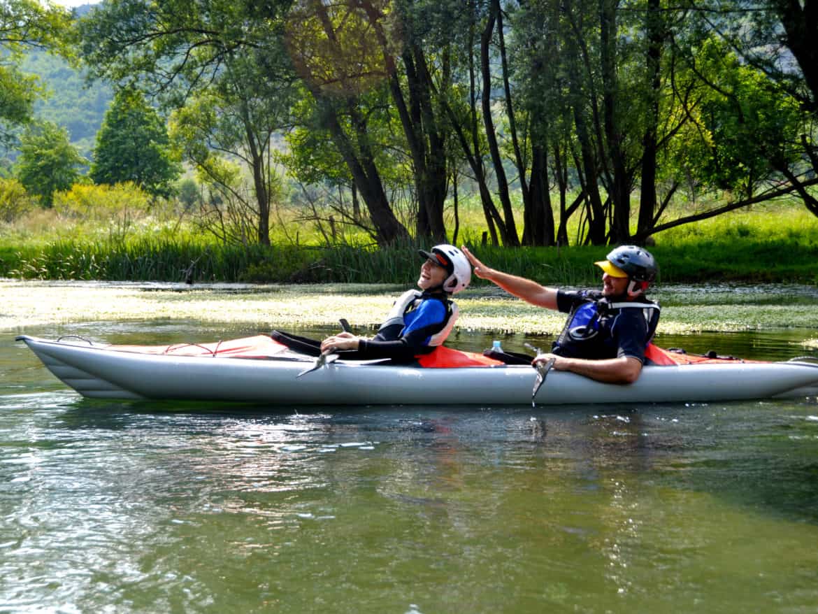 Kayaking on the Pliva River.