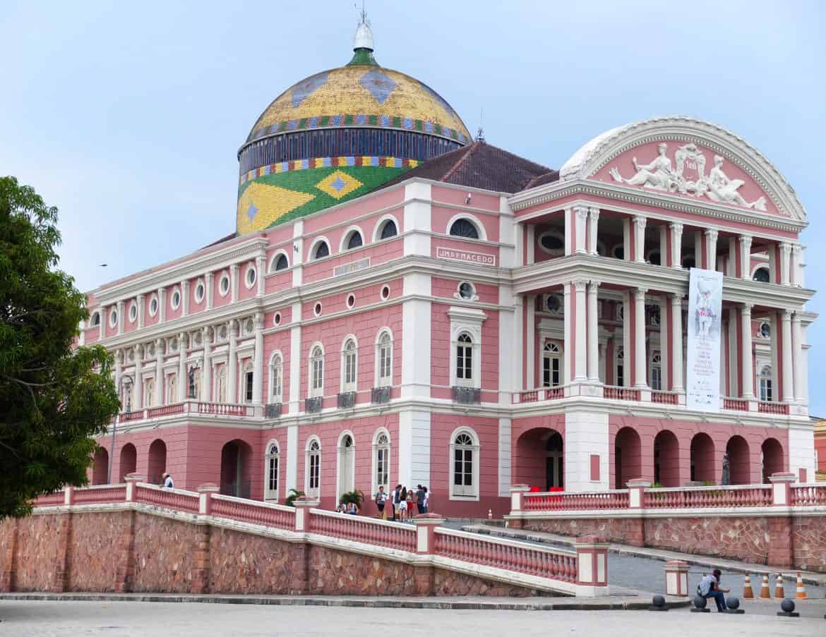 Teatro Amazonas in Manaus, Amazonas, Brazil, seen from the front.